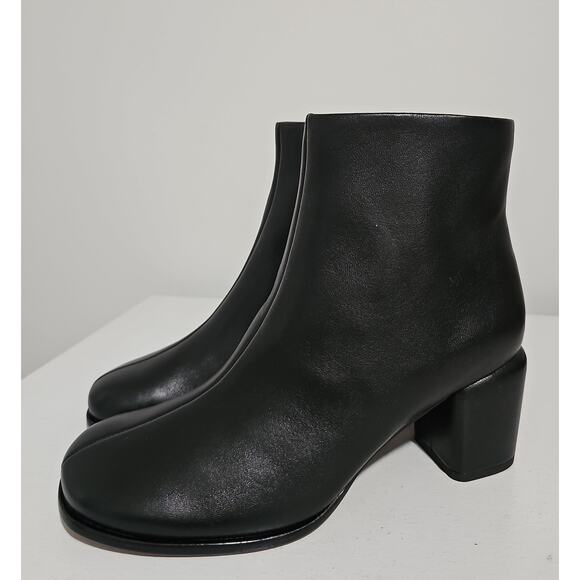 Vince Leather Boots Womens 6 Black Square Toe Block Heel Elevated Elegant - Picture 4 of 16